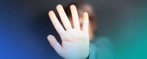 Palm of hand actioning stop.