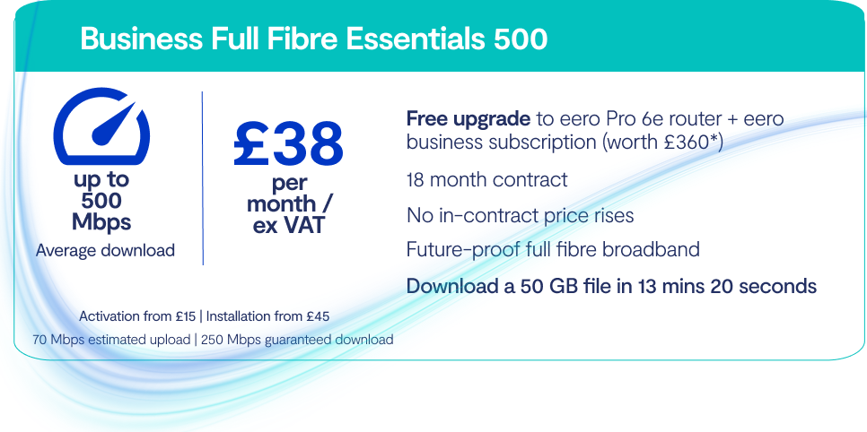 Business Full Fibre Essentials 500