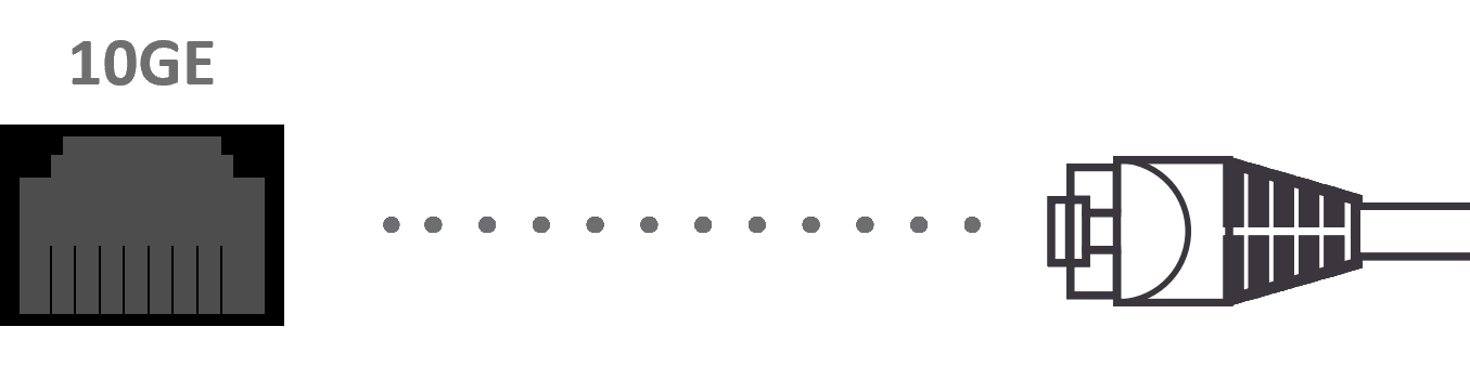 A port labelled 10GE for the Ethernet cable to be plugged into