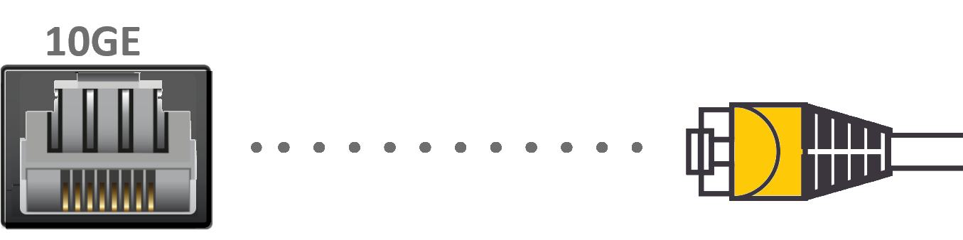 A port labelled 10GE for the Ethernet cable to be plugged into