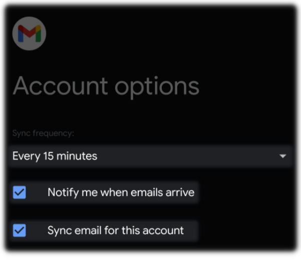 Account Options for Android phone 