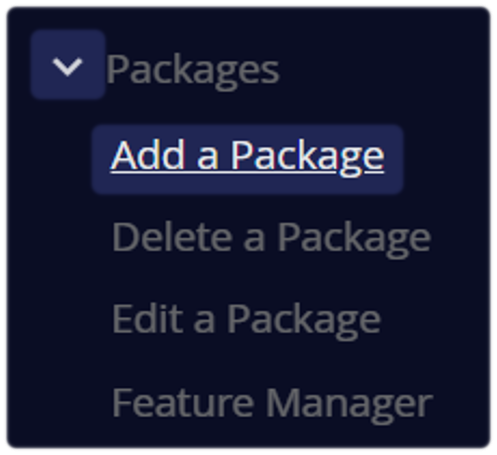 Add a Package from within the Packages section