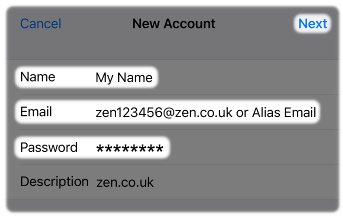 Add your email account information