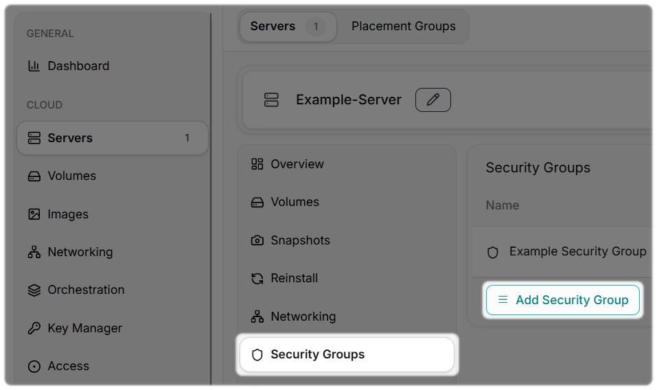 Add a Security Group to assign.