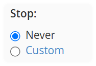 End time and date for Autoresponder, Never or custom.