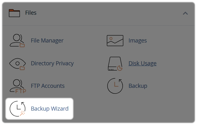 Backup Wizard option within cPanel