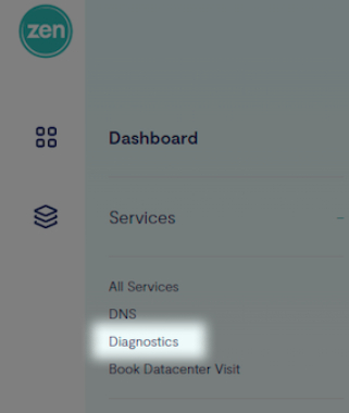 highlighted menu option of diagnostics area of the services menu