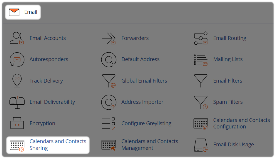Calendars and Contacts Sharing for cPanel email accounts.