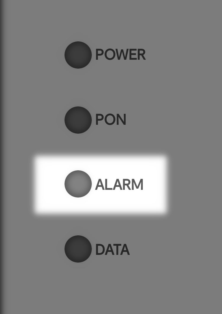 CityFibre 2.5Gbps ONT with the Alarm light highlighted