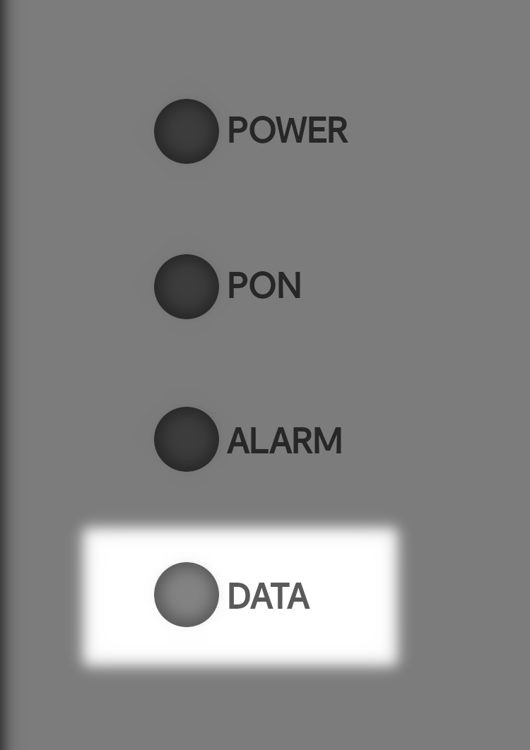 CityFibre 2.5Gbps ONT with the Data light highlighted