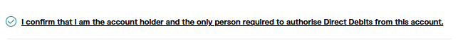Confirm Account Holder check box