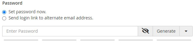 empty text box to enter a new password, with the selected option for new password