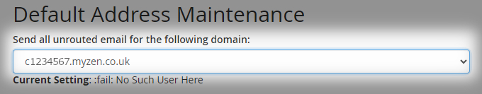 domain dropdown field with the default cpanel domain selected