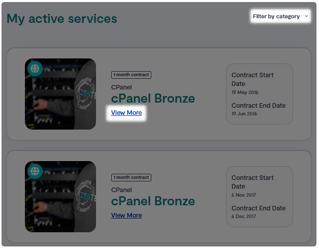View more for cPanel login details