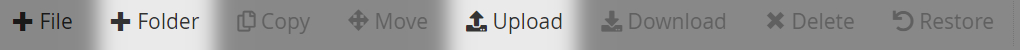 Toolbar with the options highlighted to add a folder or upload files