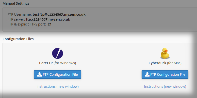 two example FTP clients that are not affiliated with zen for configuring FTP