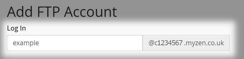 a highlighted text field to enter a log in for an FTP account