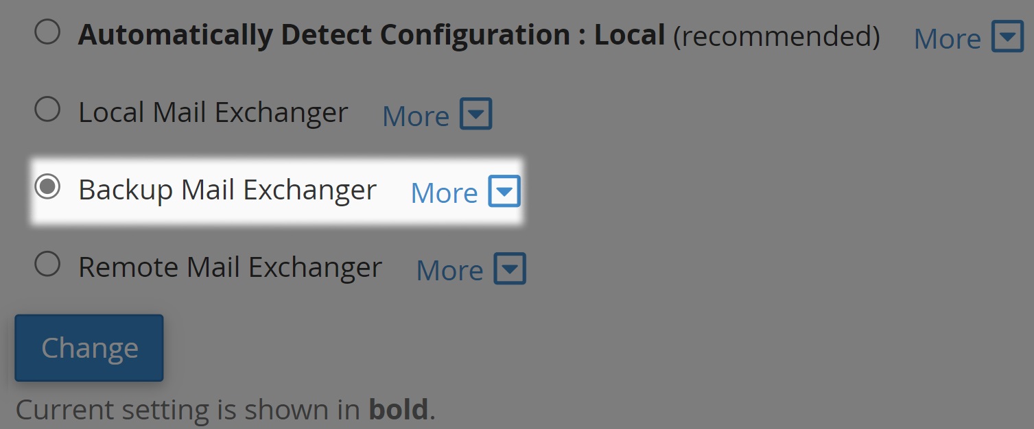 various selection boxes with the option for backup selected