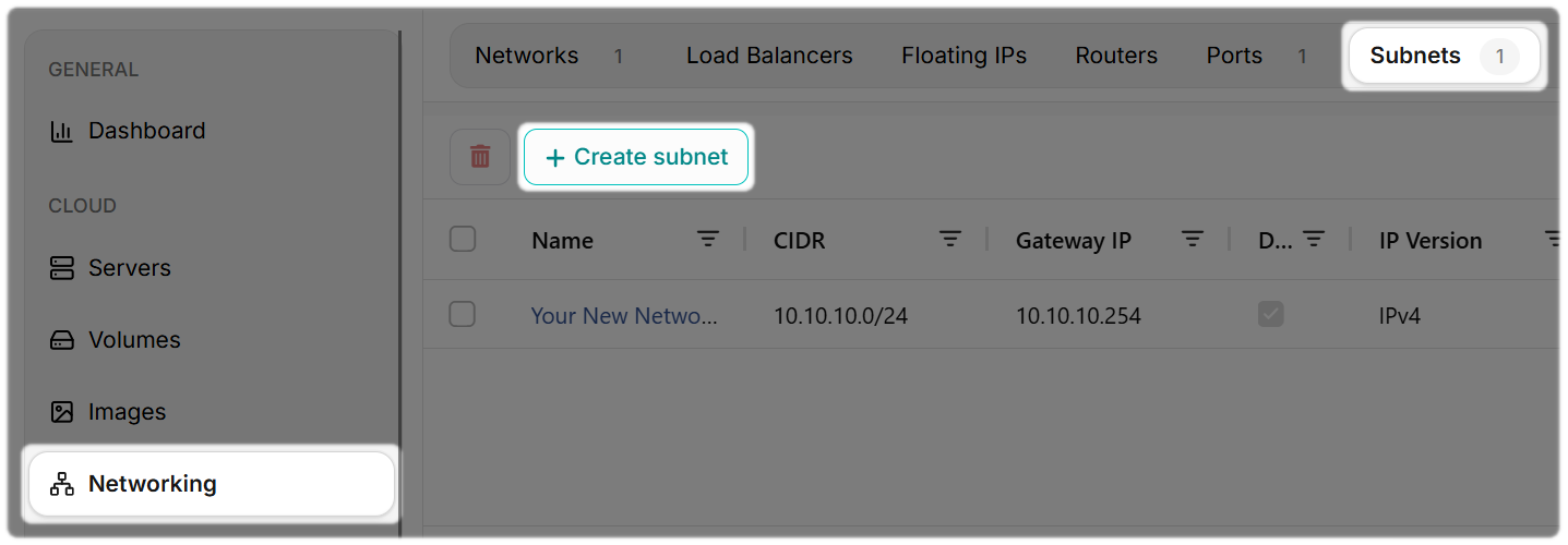 Create a additional subnets on a network