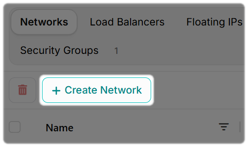 Create Network option within the Cloudflex portal