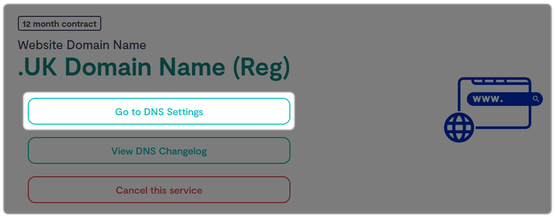Your Domain with the option to Go to DNS Settings 