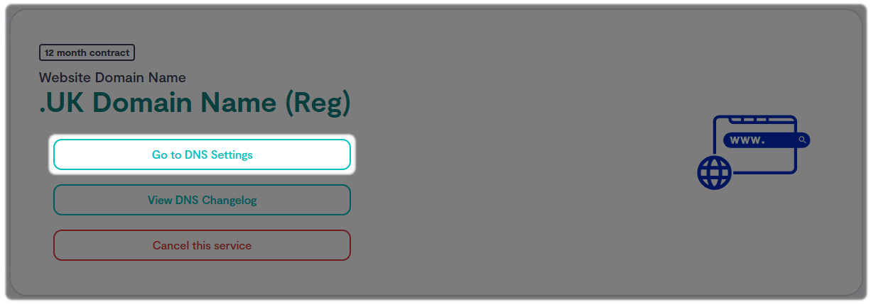 Your Domain with the option to Go to DNS Settings