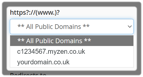 Domain Redirect Site you wish to Redirect