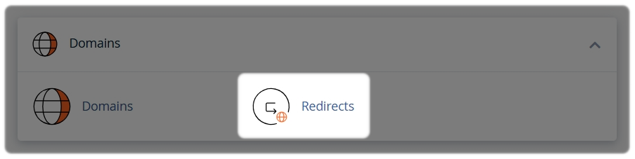 Domains with Redirects highlighted