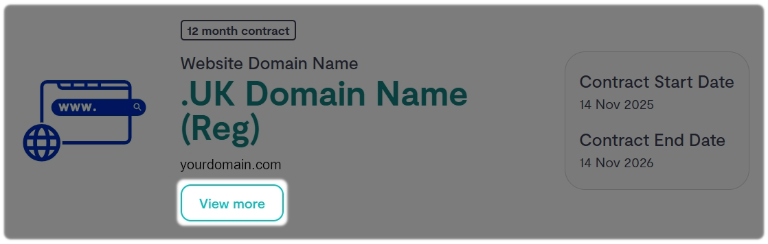 Your Domain with the option to View More