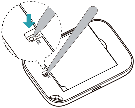 Factory reset switch within the 4G MiFi device