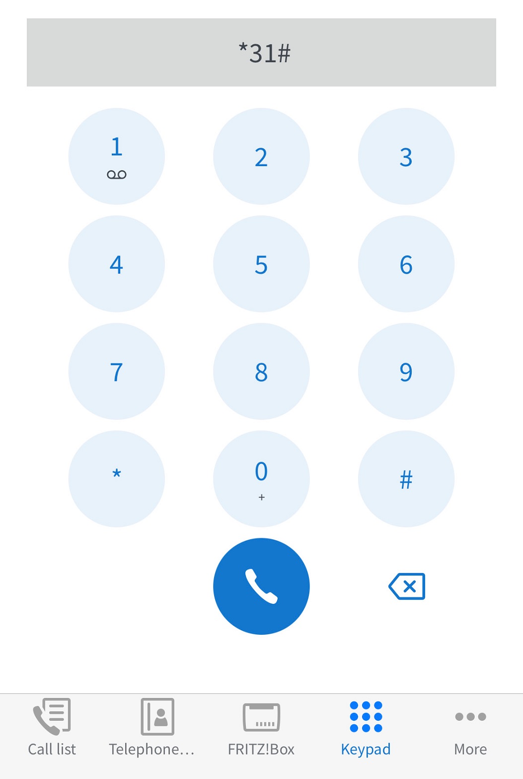 Phone dialpad with the characters *31# entered within it
