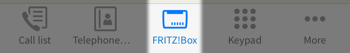 App user interface menu selected on the FRITZ!Box option