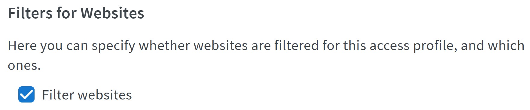 FRITZ! interface with the tickbox for Filter websites ticked