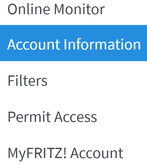 FRITZ!Box account information page | Zen internet