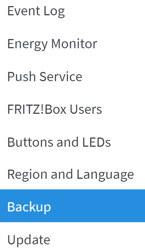 FRITZ!Box System Backup Menu | Zen internet