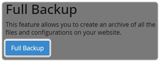 Full Backup option within the cPanel