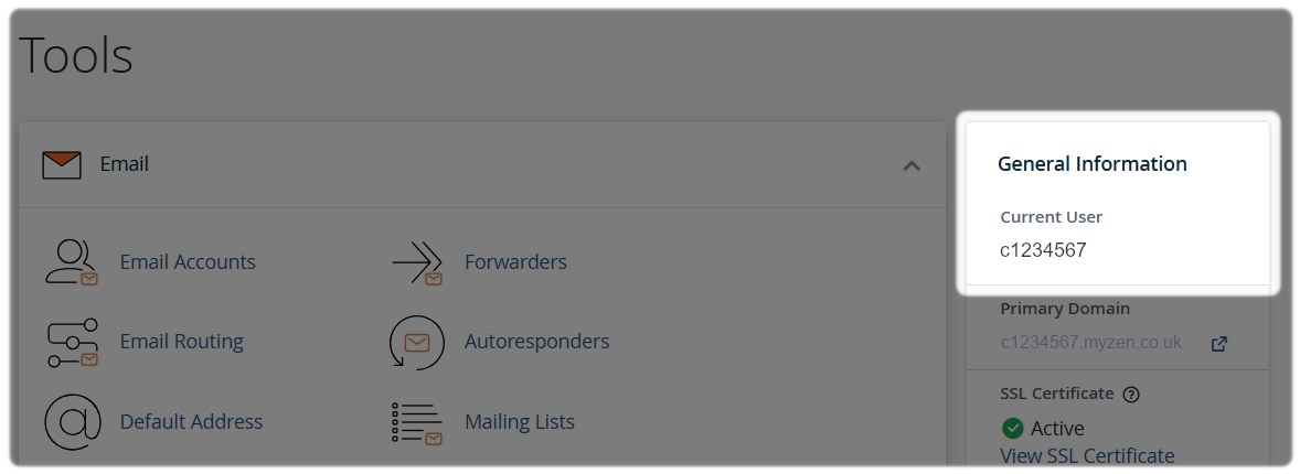 General Server Information in the cPanel