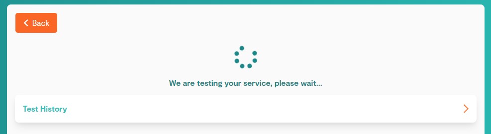 A progress wheel showing a test is in progress on an Internet service