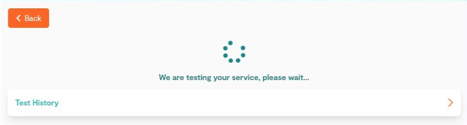 A progress wheel showing a test is in progress on an Internet service