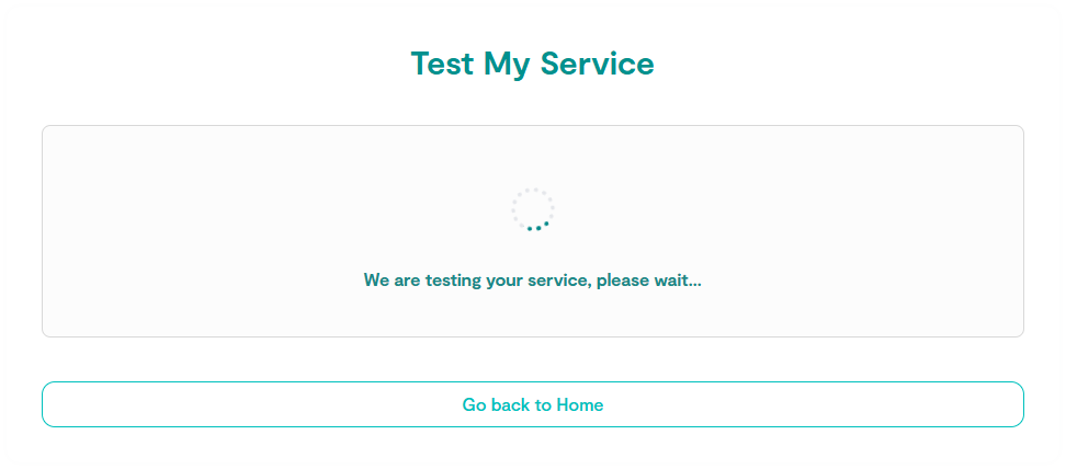 A progress wheel showing a test is in progress on an Internet service
