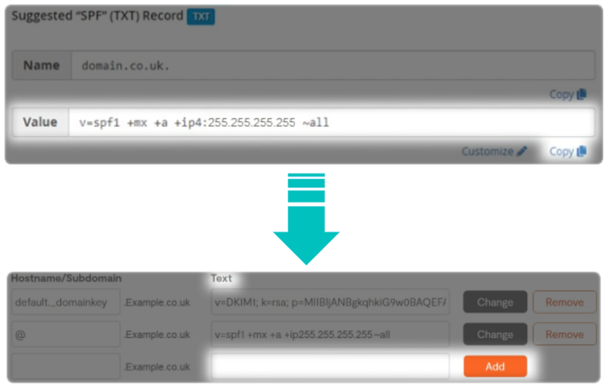 cPanel interface showing move of SPF Name to the Zen Home Portal