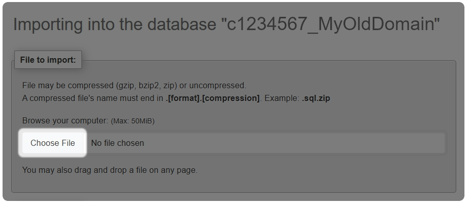 Choose a file to import 
