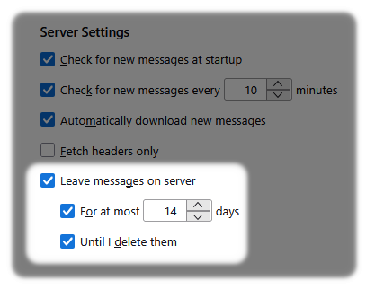 Leave messages on Server using Thunderbird 
