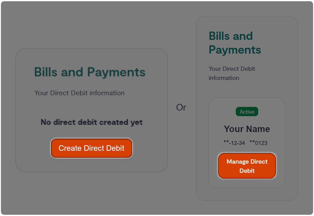 Manage Direct Debit option