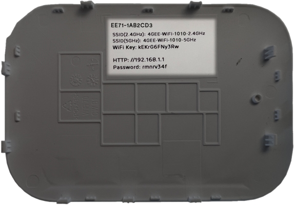 highlighted WiFi credentials of an example MiFi device