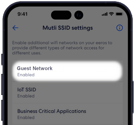 Multi SSID settings for Guest Network within the eero app