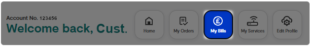 My Bills option on the top menu section