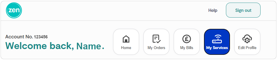 The My Services option within the customer portal