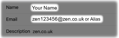 Name and Email address for the Zen email account