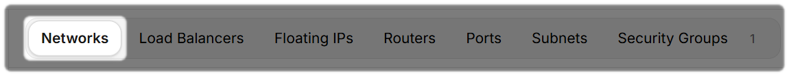 Networks highlighted on the top tool bar